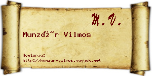 Munzár Vilmos névjegykártya